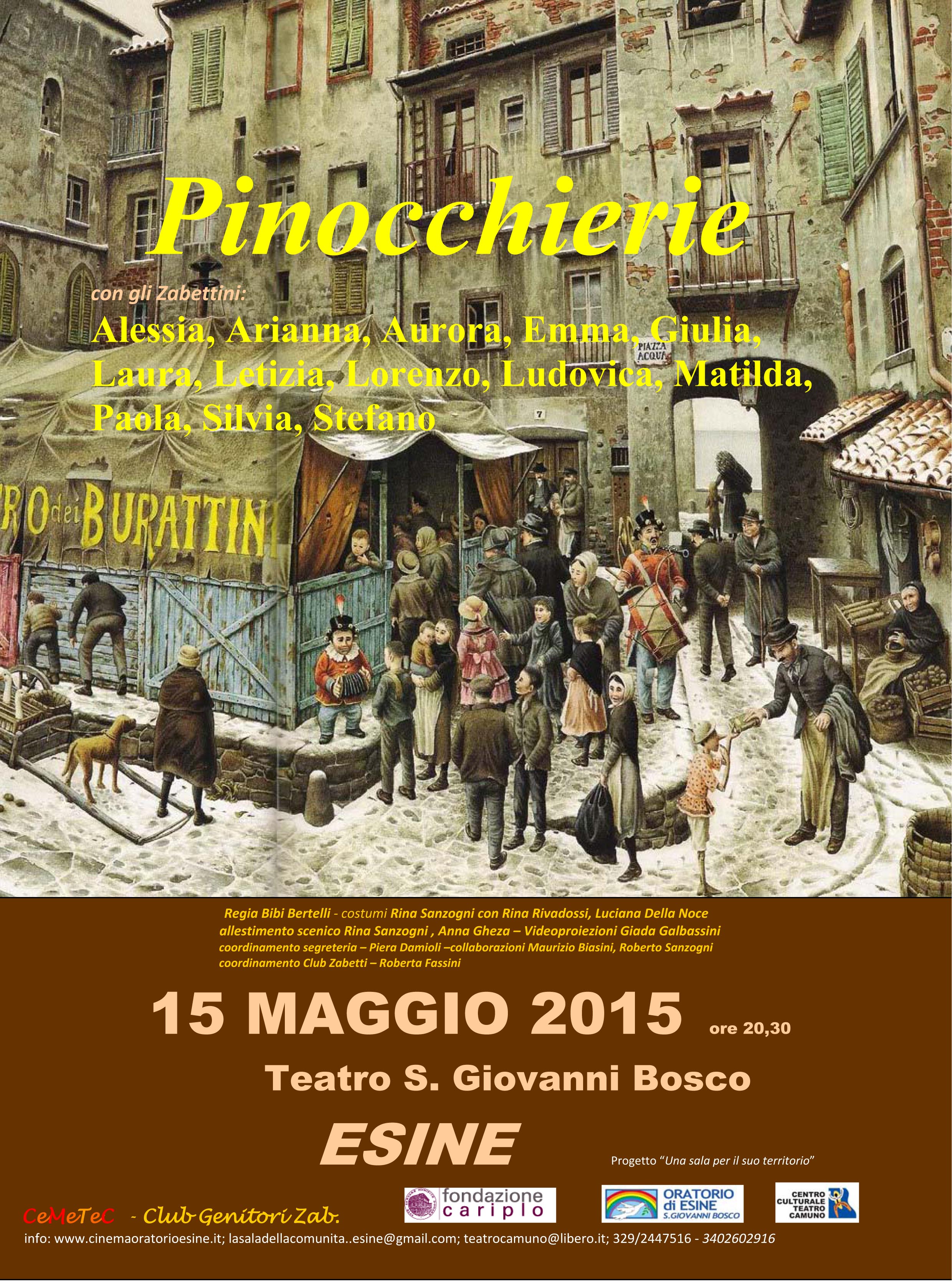 15 MAGGIO 2015  – PINOCCHIERIE – Teatro S. Giovanni Bosco ore 20.30