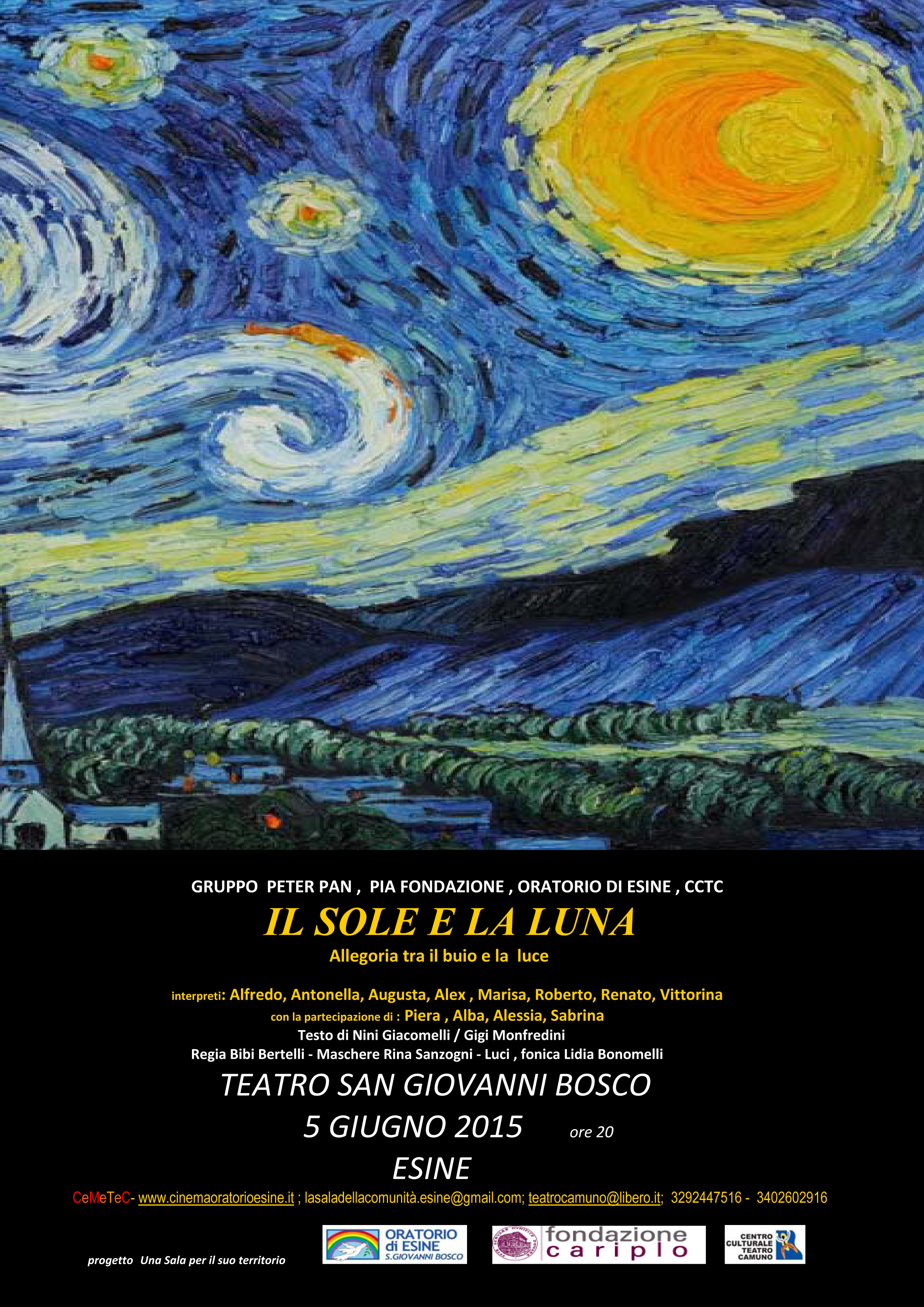 5 GIUGNO – IL SOLE E LA LUNA – Teatro S. Giovanni Bosco ore 20